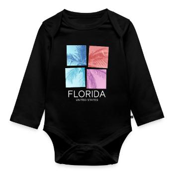 Floride États-Unis Miami Amérique Été Palmiers Plage - Body Bébé bio manches longues - noir - Devant