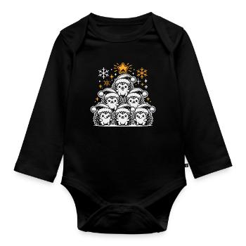 Igel Weihnachten - Baby Bio-Langarm-Body - Schwarz - Vorne