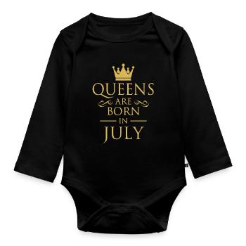 Queens Are Born In July - Organic Longsleeve Baby Bodysuit - black - Front