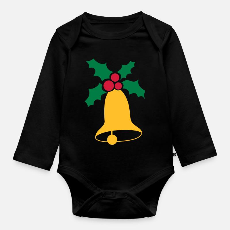 Weihnachtsglocken - Baby Bio-Langarm-Body - Schwarz
