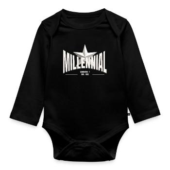 Millennial Star – Generation Y - Baby Bio-Langarm-Body - Schwarz - Vorne