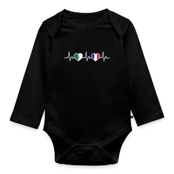 France Heartbeat Algeria - Organic Longsleeve Baby Bodysuit - black - Front