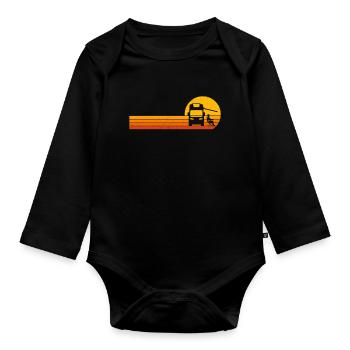 Camper Sunrise camping t-shirt camper - Organic Longsleeve Baby Bodysuit - black - Front