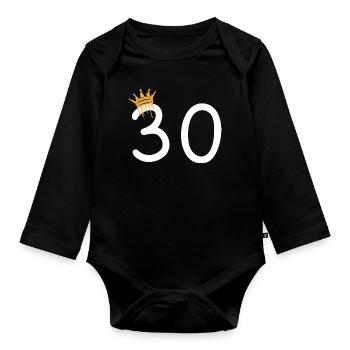 30 - Organic Longsleeve Baby Bodysuit - black - Front