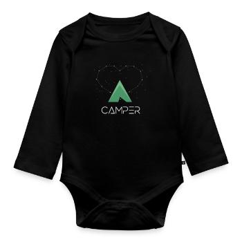 campeur - Body Bébé bio manches longues - noir - Devant