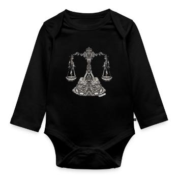 Libra Zodiac - Organic Longsleeve Baby Bodysuit - black - Front