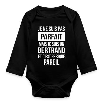 Nom de Famille - BERTRAND - Body Bébé bio manches longues - noir - Devant