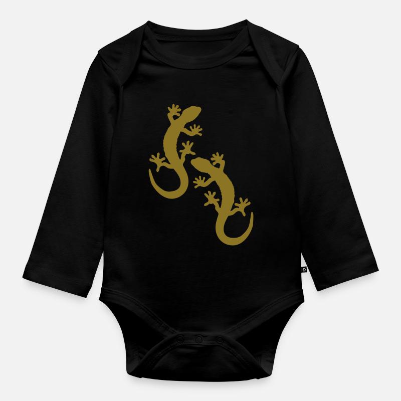 Deux lézards - Body Bébé bio manches longues - noir