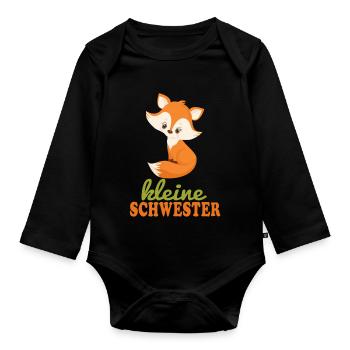 big sister fox - Organic Longsleeve Baby Bodysuit - black - Front