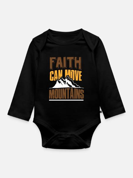 Faith can move mountains hiker gift - Organic Longsleeve Baby Bodysuit - black