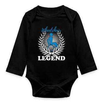 Legend in a wheelchair - Organic Longsleeve Baby Bodysuit - black - Front