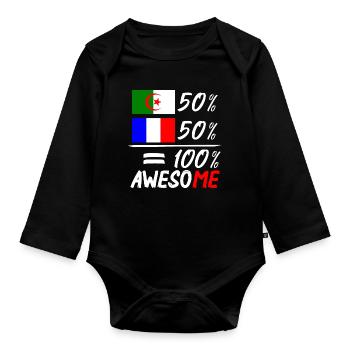 Moitié Français moitié Algérien - Baby Bio-Langarm-Body - Schwarz - Vorne