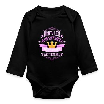 Hinfallen aufstehen Krone richten… - Baby Bio-Langarm-Body - Schwarz - Vorne