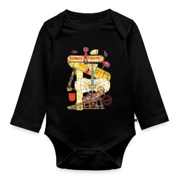 WEDDING FLIEGER - Baby Bio-Langarm-Body - Schwarz - Vorne