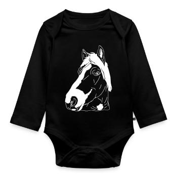 Haflinger - Organic Longsleeve Baby Bodysuit - black - Front