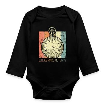 Watchmaker watches make me happy - Organic Longsleeve Baby Bodysuit - black - Front