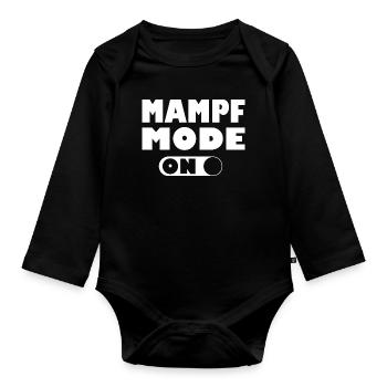 Baby Geburt Babys Kinder Essen Mampf Mode - Baby Bio-Langarm-Body - Schwarz - Vorne