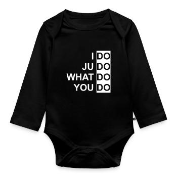 I do judo - Arts martiaux, La bague, Ceinture, Cadeau - Body Bébé bio manches longues - noir - Devant