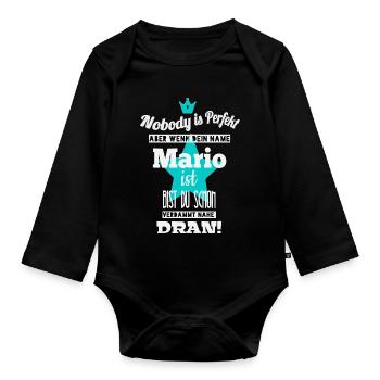 Nom des hommes de Mario cadeaux cool prénoms - Body Bébé bio manches longues - noir - Devant