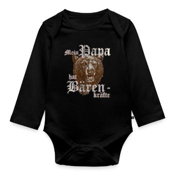mein papa bärenkräfte vintage - Baby Bio-Langarm-Body - Schwarz - Vorne