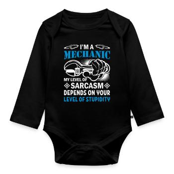 I'm a mechanic - Organic Longsleeve Baby Bodysuit - black - Front