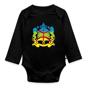 Morocco amazigh - Body Bébé bio manches longues - noir - Devant