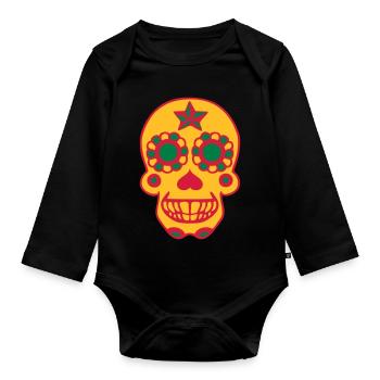 Mexican skull Calavera skull dead - Organic Longsleeve Baby Bodysuit - black - Front