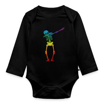 Dabbing Skeleton Gay Pride - Organic Longsleeve Baby Bodysuit - black - Front