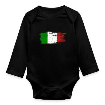 Italy - Organic Longsleeve Baby Bodysuit - black - Front