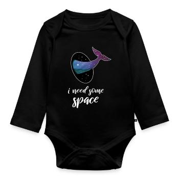 J'ai besoin d'espace: espace baleine Space Galaxy - Body Bébé bio manches longues - noir - Devant