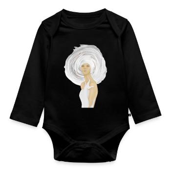 Mujer con sombrero blanco - Baby Bio-Langarm-Body - Schwarz - Vorne