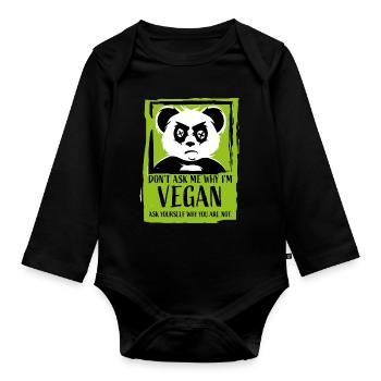 Don't ask me why - Vegan Panda Veganer Veganerin - Body Bébé bio manches longues - noir - Devant