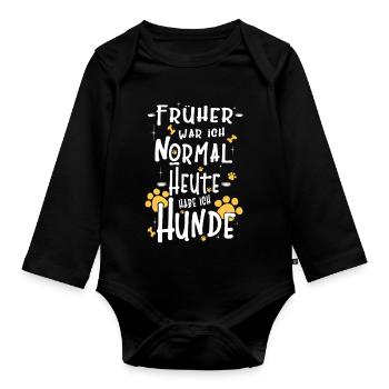 Hundeshirt Geschenk Hunde Hundemensch - Baby Bio-Langarm-Body - Schwarz - Vorne