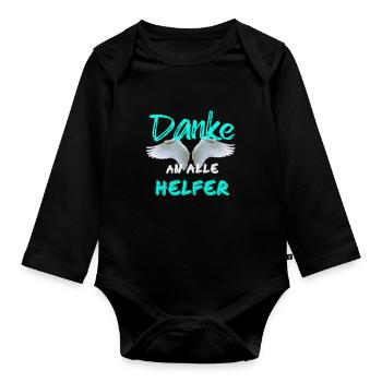 Danke an alle Helfer - Baby Bio-Langarm-Body - Schwarz - Vorne