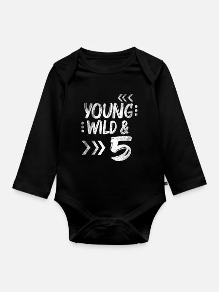 Geburtstag Fünf Jahre 5 Geburtstag Geschenk Kinder - Baby Bio-Langarm-Body - Schwarz