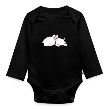 Bull Terrier Funny Dog Loafers Ladies Children - Organic Longsleeve Baby Bodysuit - black - Front