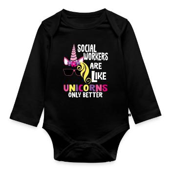 Social Work Social Worker Women Gift - Organic Longsleeve Baby Bodysuit - black - Front