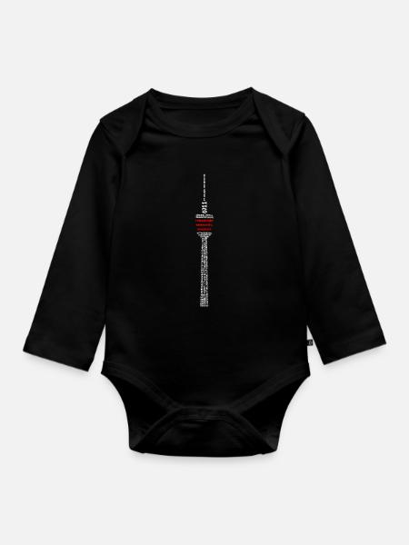 Stuttgart Fernsehturm (weiss und rot) - Baby Bio-Langarm-Body - Schwarz