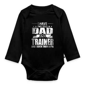 Vater Trainer Fußballtrainer lustiger Spruch Coach - Baby Bio-Langarm-Body - Schwarz - Vorne