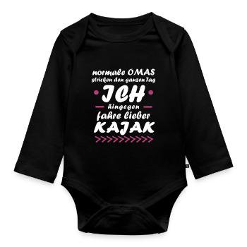 Kajak Sport Kanu Paddel Oma Geburtstags Geschenk - Baby Bio-Langarm-Body - Schwarz - Vorne