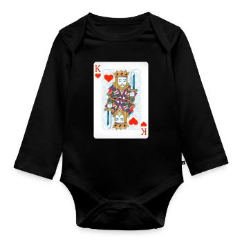 King heart costume card game poker gift - Organic Longsleeve Baby Bodysuit - black - Front