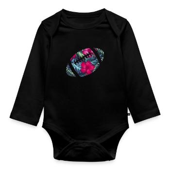 tropical rugby - Organic Longsleeve Baby Bodysuit - black - Front