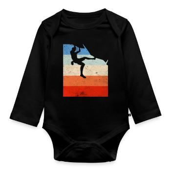 Climbing Climbing Bouldering Free Vintage Gift - Organic Longsleeve Baby Bodysuit - black - Front