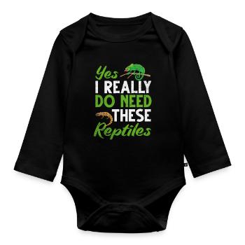 Amant de reptiles drôles cadeaux serpents - Body Bébé bio manches longues - noir - Devant