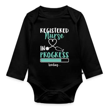 Infirmière autorisée en cours de chargement - Body Bébé bio manches longues - noir - Devant
