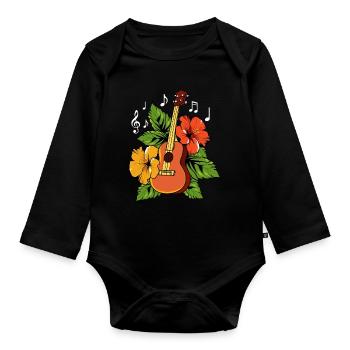 Ukulele Hawaii - Organic Longsleeve Baby Bodysuit - black - Front