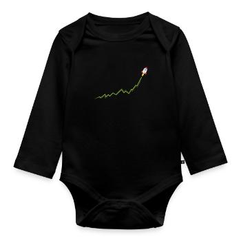 Internet gegen Wallstreet Kurs Rakete To The Moon - Baby Bio-Langarm-Body - Schwarz - Vorne