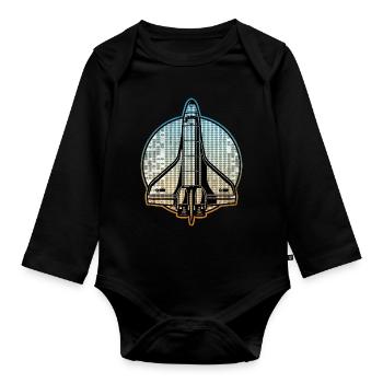 spaceship space shuttle - Baby Bio-Langarm-Body - Schwarz - Vorne