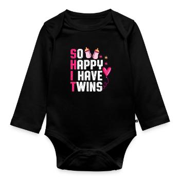 I have Twins - Organic Longsleeve Baby Bodysuit - black - Front