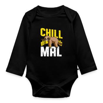 Chill mal Faultier - Baby Bio-Langarm-Body - Schwarz - Vorne